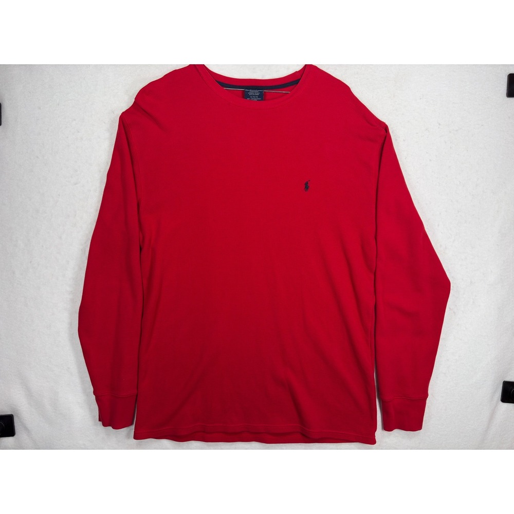Polo Ralph Lauren Mens XL Red Waffle Knit Thermal Long Sleeve Sleepwear Shirt
